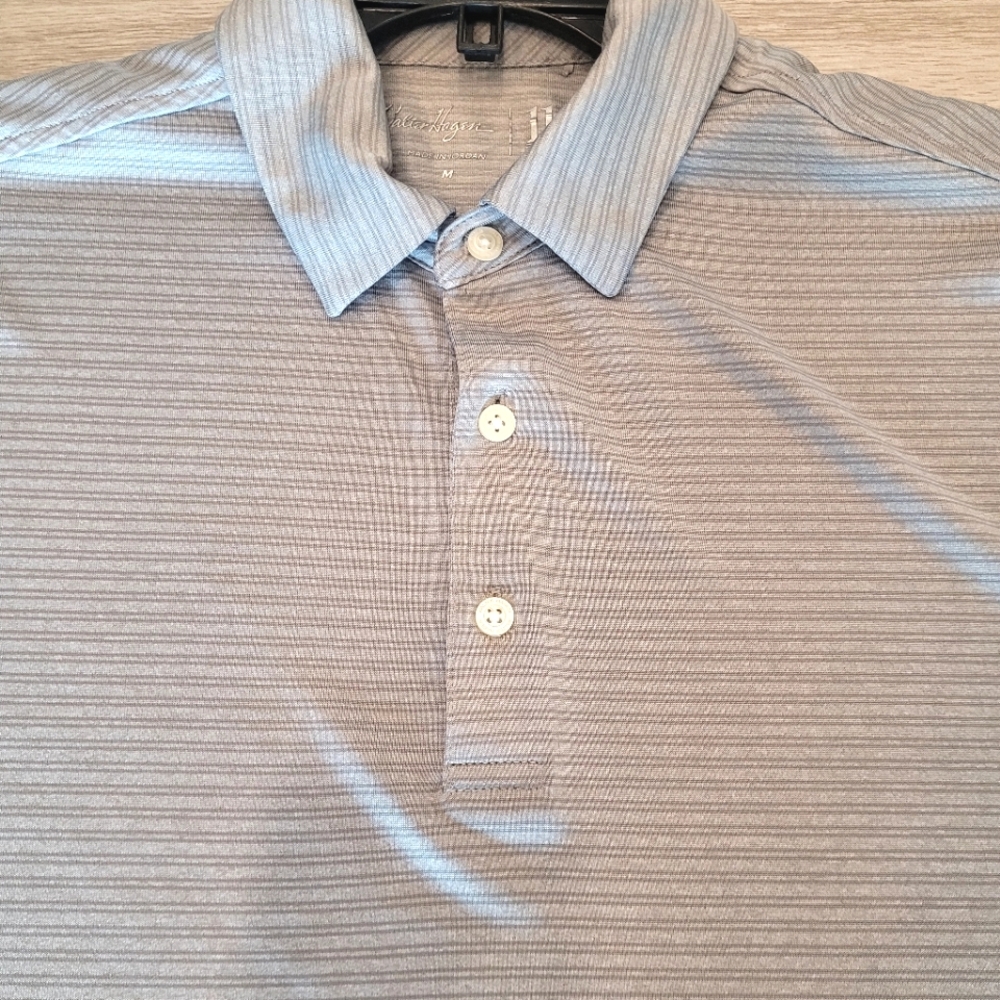 Walter Hagan Men's Gray Striped Polo Shirt size medium
